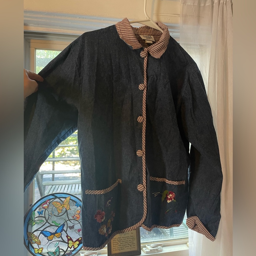 Cottagecore embroidered Granny Jean jacket